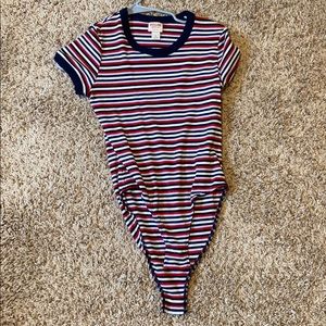 Red, white and blue body suit